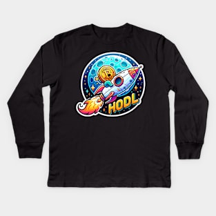 To the Moon Bitcoin - HODL Kids Long Sleeve T-Shirt